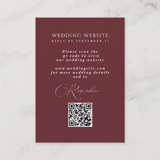 Carte D'accompagnement Burgundy Online RSVP QR Code Mariage site