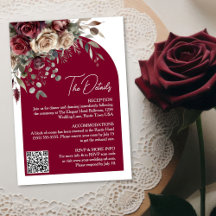 Burgundy Rose Arch QR Code Détails du Mariage