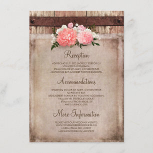 Carte D'accompagnement Burlap floral et informations sur le Mariage du bo