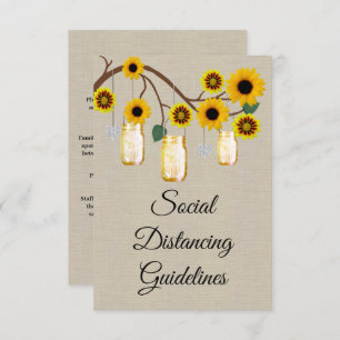 Carte D'accompagnement Burlap Jaune Floral Mason Mesures de sécurité des 