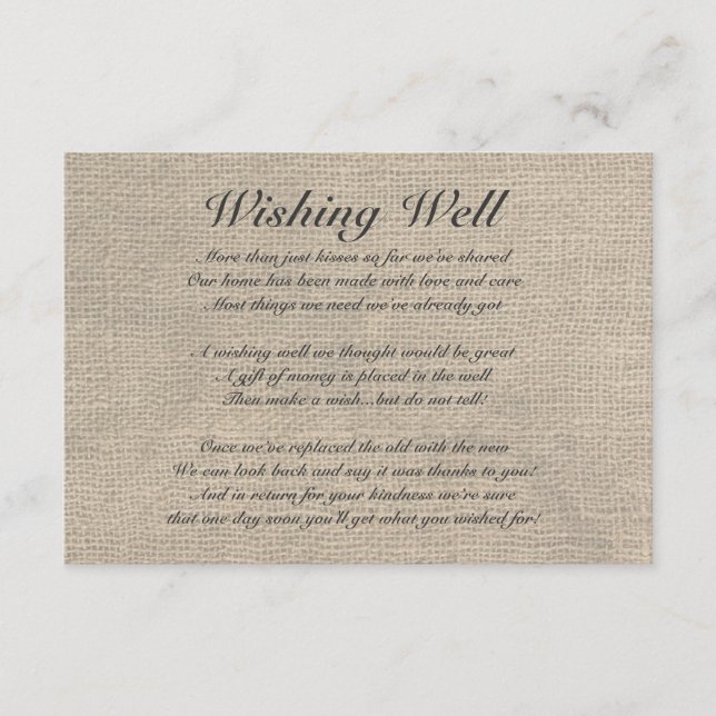 Carte D'accompagnement Burlap Russe Wishing Well Card (Devant)