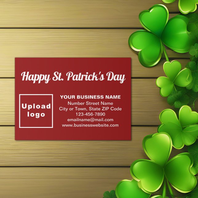 Carte D'accompagnement Business Saint Patrick Salutation en rouge (Red Saint Patrick business enclosure card)