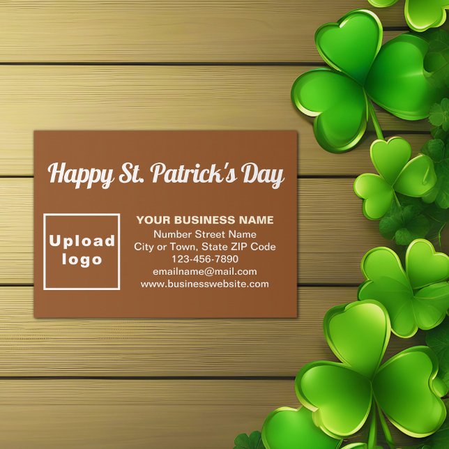 Carte D'accompagnement Business Saint Patrick Salutation sur Brown (Brown Saint Patrick business enclosure card)