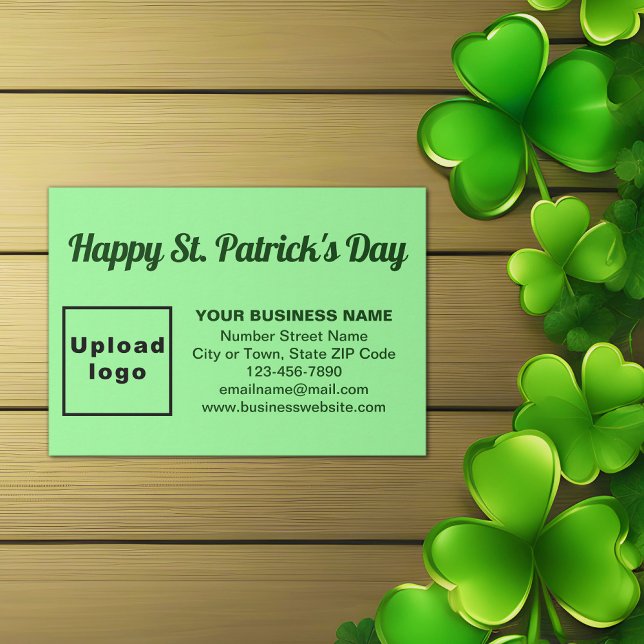 Carte D'accompagnement Business Saint Patrick Salutation sur Vert clair (Light green Saint Patrick business enclosure card)
