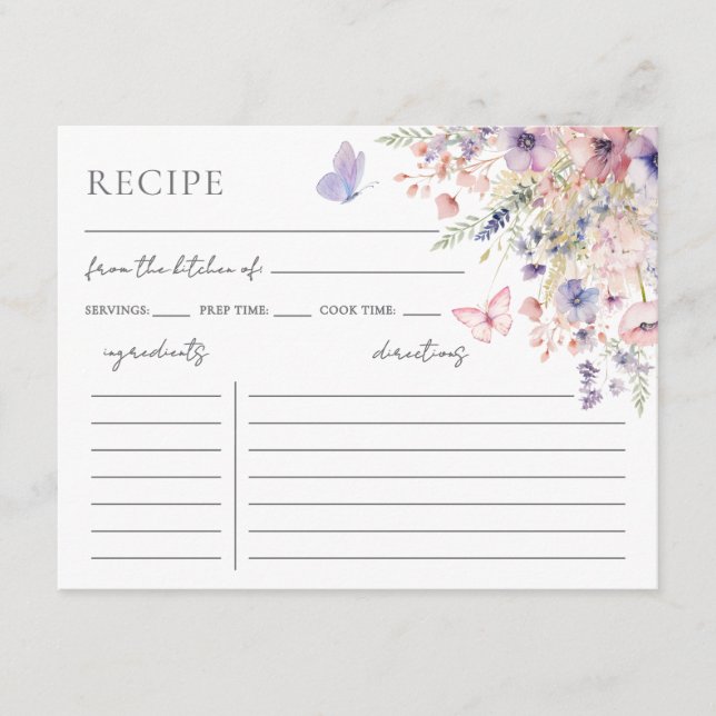 Carte D'accompagnement Butterfly Wildflower Recipe (Devant)