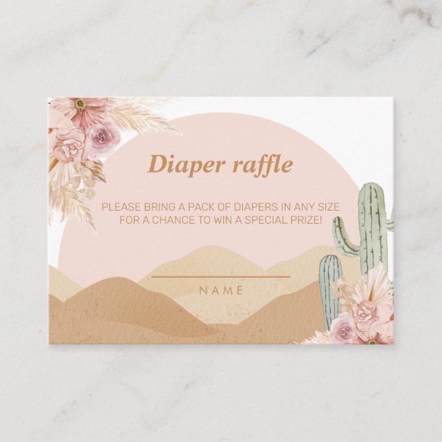 Carte D'accompagnement Cactus Desert Arizona Southwestern Diaper Raffle (Devant)