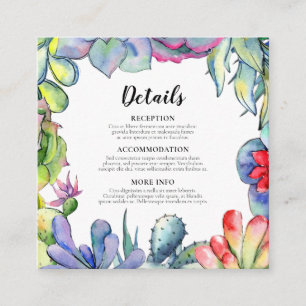 Carte D'accompagnement Cactus et succulents Information des mariages
