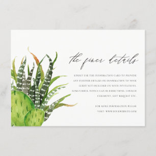 CARTE D'ACCOMPAGNEMENT CACTUS MODERNE JARDIN FLEURIER INFORMATIONS SUR LA