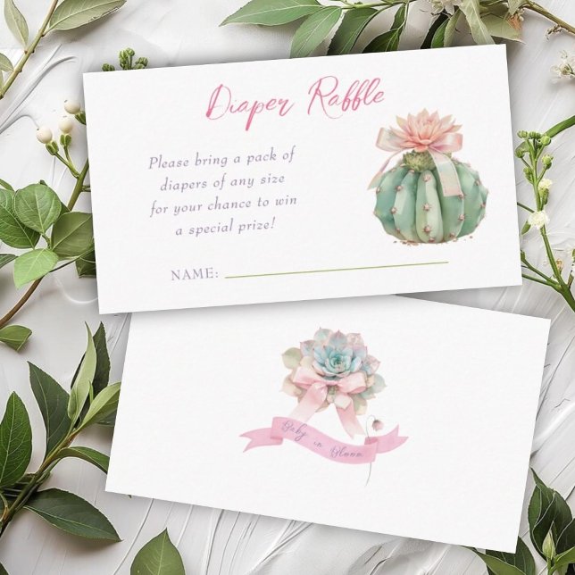 Carte D'accompagnement Cactus Ribbon rose bébé fille couche de douche Raf (Créateur téléchargé)