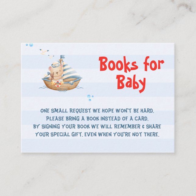 Carte D'accompagnement Cadeau Bébé Fille ou Garçon Livres pour Bébé pour  (Devant)