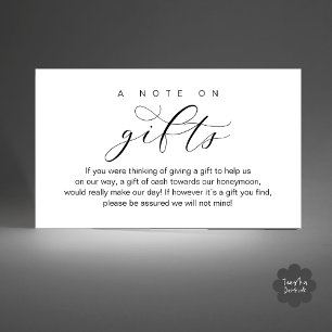Carte D'accompagnement Cadeau de Lune de Miel de Mariage, Un Mot sur les