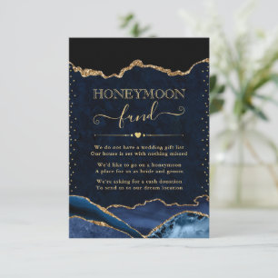Carte D'accompagnement Cadeau de mariage lune de miel Agate Bleue et Doré