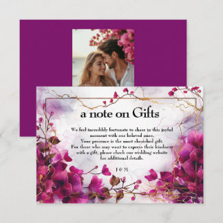 Carte D'accompagnement Cadeaux, avec photo Fuchsia Enchantement : Aquarel