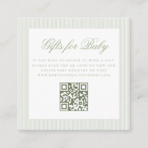 Carte D'accompagnement Cadeaux pour bébé Sage Green en ligne Code QR Regi