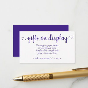 Carte D'accompagnement Cadeaux simples violets à l'écran   Grapher n'impo