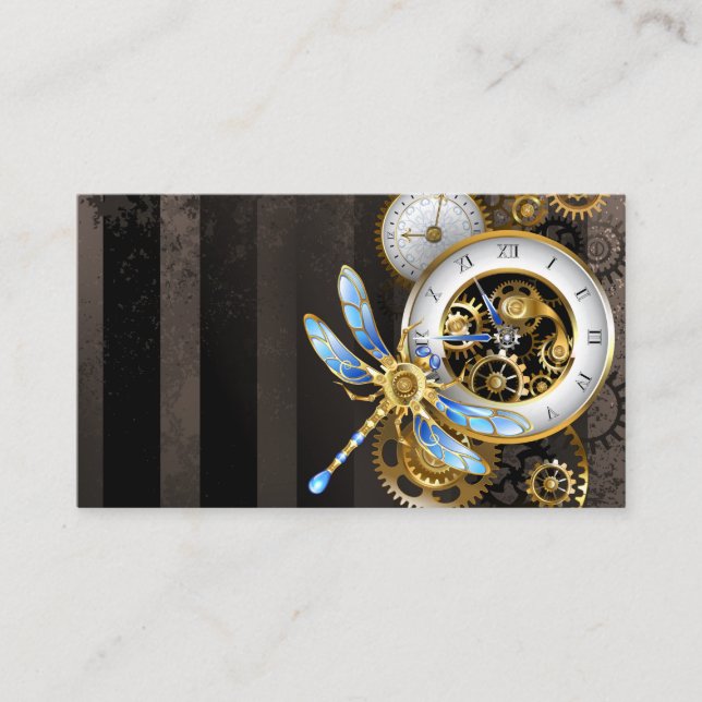 Carte D'accompagnement Cadran Steampunk avec libellule (Devant)