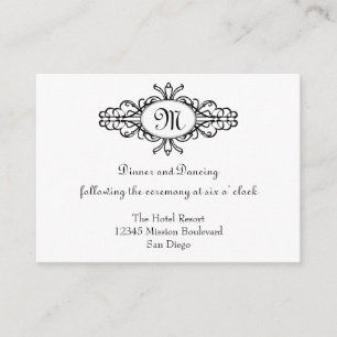 Carte D'accompagnement Cadre baroque monogramme de réception de mariage