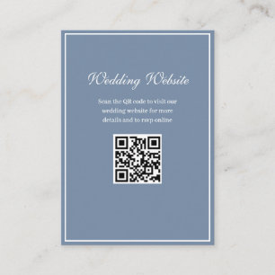 Carte D'accompagnement cadre blanc bleu poussiéreux code QR site mariage