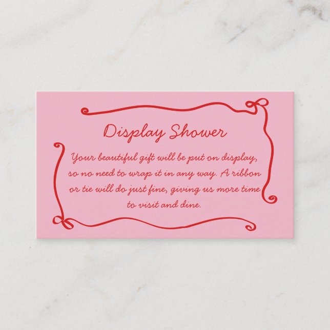 Carte D'accompagnement Cadre Bow rose Rouge Douche d'affichage manuscrite (Devant)