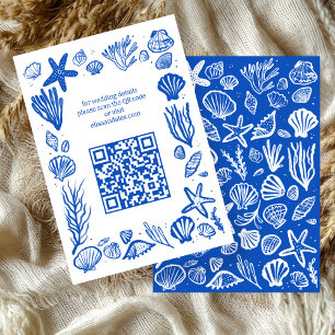 Carte D'accompagnement Cadre de coquillages pour mariage sur la plage COD