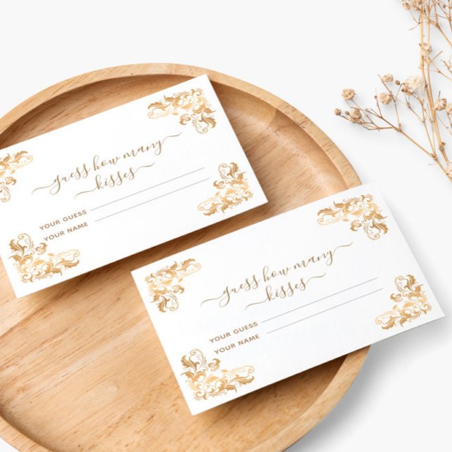 Carte D'accompagnement Cadre doré jeu de mariage blanc devinez combien de (Créateur téléchargé)