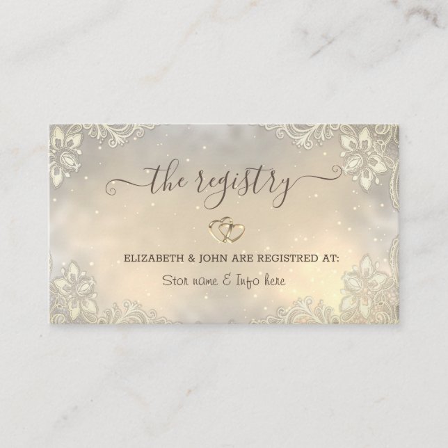 Carte D'accompagnement Cadre Élégant Cœur Or Mariage Dentelle   (Devant)