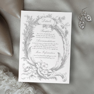 Carte D'accompagnement Cadre Floral Rococo Français élégant