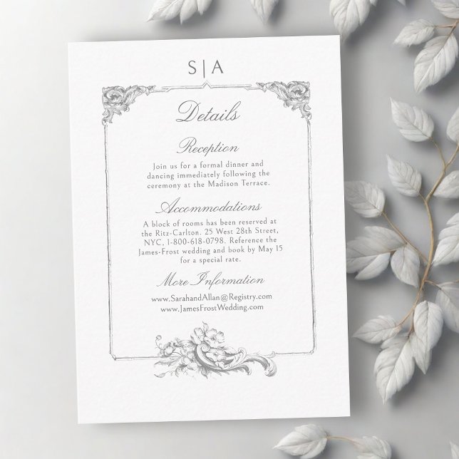 Carte D'accompagnement Cadre Floral Rococo Français élégant (Créateur téléchargé)