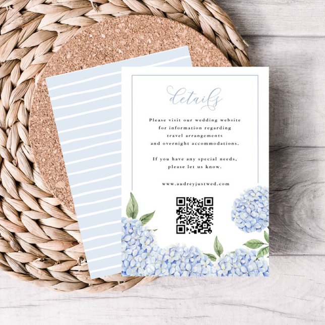 Carte D'accompagnement Cadre Hydrangea bleu Détails du script QR Code Pet (Créateur téléchargé)