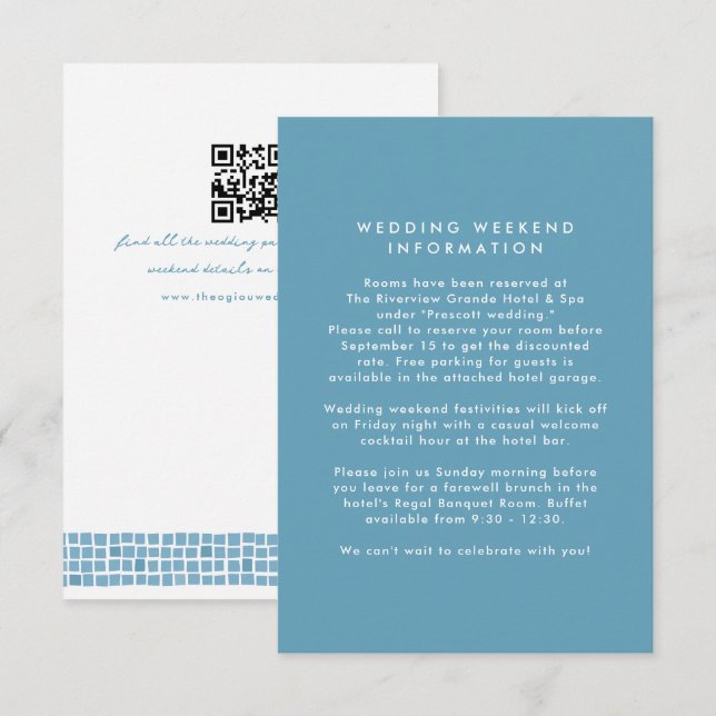 Carte D'accompagnement Cadre simple en carrelage bleu grec pour mariage d (Devant / Derrière)