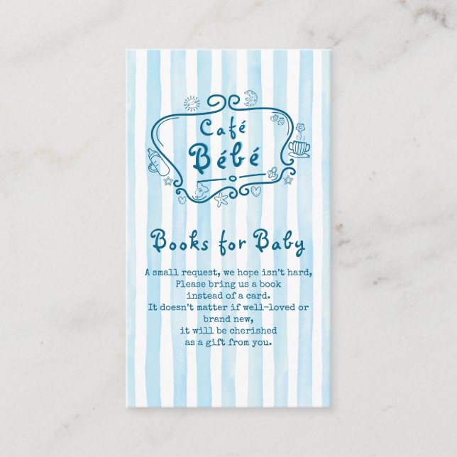 Carte D'accompagnement Café Bébé French Modern Blue Boy Baby shower (Devant)