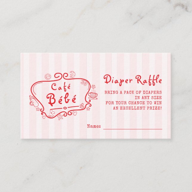 Carte D'accompagnement Café Bébé French Modern Rose Girl Baby shower (Devant)