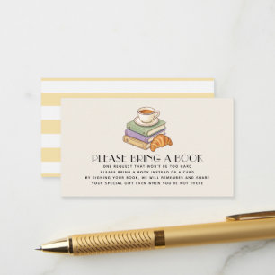 Carte D'accompagnement Cafe Bébé Jaune Demande de Livre Baby Shower