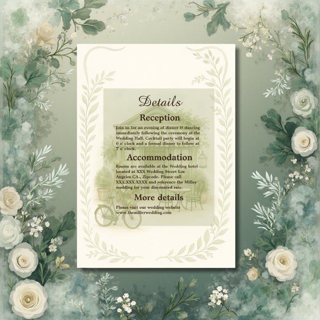 Carte D'accompagnement café mariage extérieur vert romantique (Créateur téléchargé)