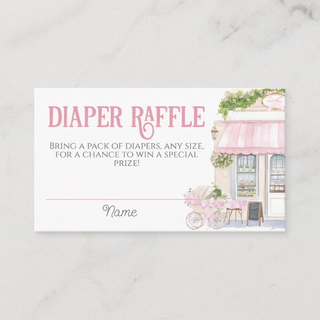 Carte D'accompagnement Café parisien Bonjour Bebe Baby shower rose (Devant)