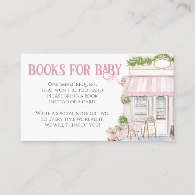 Carte D'accompagnement Café parisien Bonjour Bebe Baby shower rose (Devant)