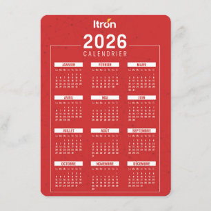 Carte D'accompagnement Calendrier 2026 Rouge Français