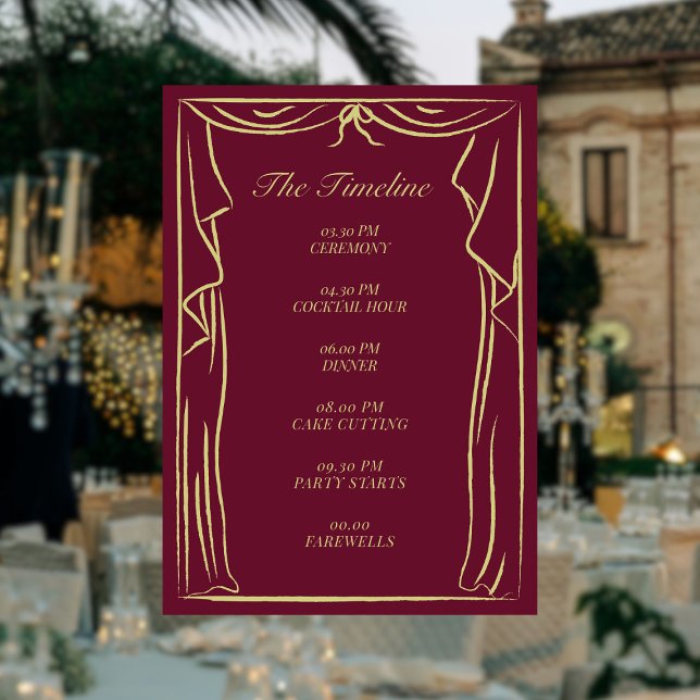 Carte D'accompagnement Calendrier de mariage illustré de rideau (Créateur téléchargé)