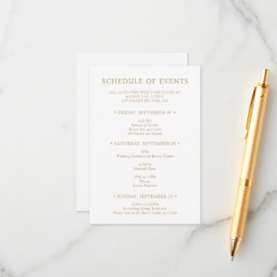 Carte D'accompagnement Calendrier des événements du week-end de mariage e