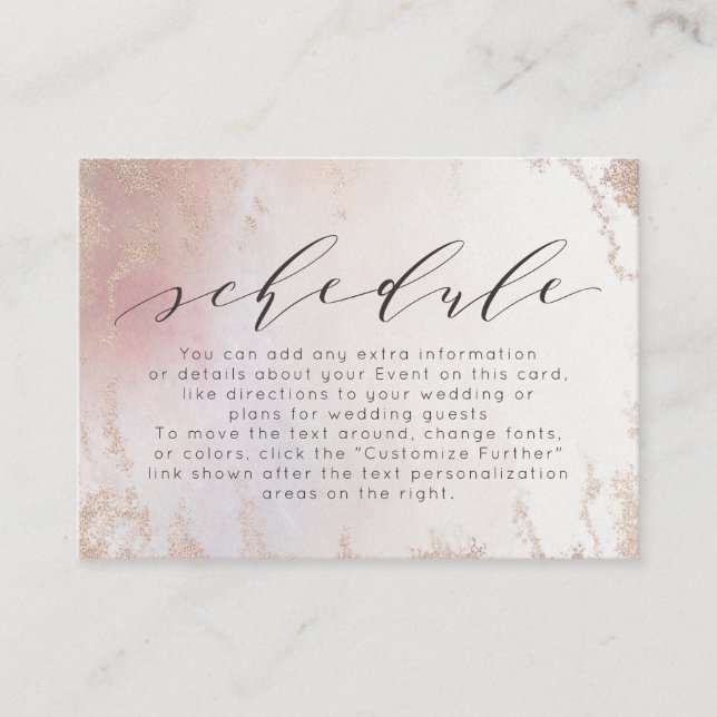 Carte D'accompagnement Calendrier du Mariage de l'huile de purée rose pâl (Devant)
