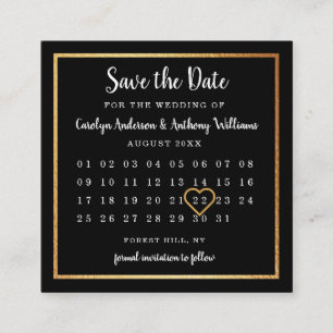 Carte D'accompagnement Calendrier Gold Foil Moderne Enregistrer la date