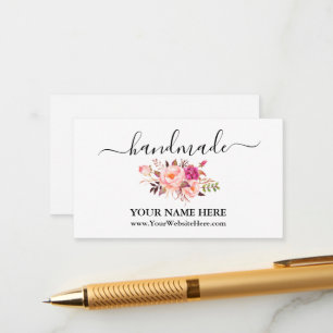 Carte D'accompagnement Calligraphie Aquarelle artisanale Pink Floral