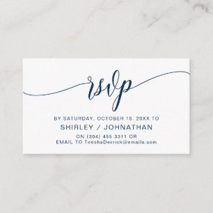 Carte D'accompagnement Calligraphie bleu marine moderne, mariage RSVP