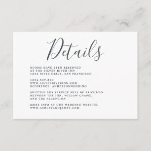 Carte D'accompagnement Calligraphie Chic Simple Détails du Mariage Blanc