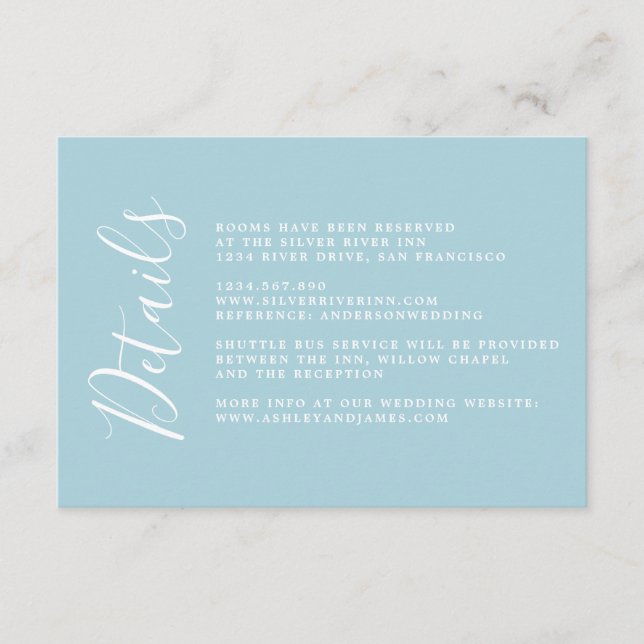 Carte D'accompagnement Calligraphie Chic Simple Détails du Mariage Boîtie (Devant)