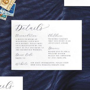 Carte D'accompagnement Calligraphie classique Détails Mariage blanc