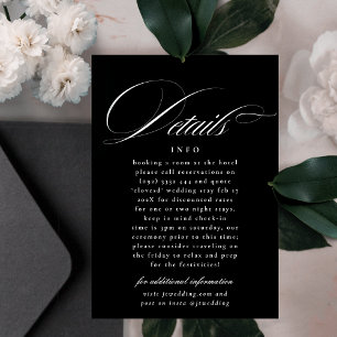 Carte D'accompagnement Calligraphie classique noir blanc Détails Mariage
