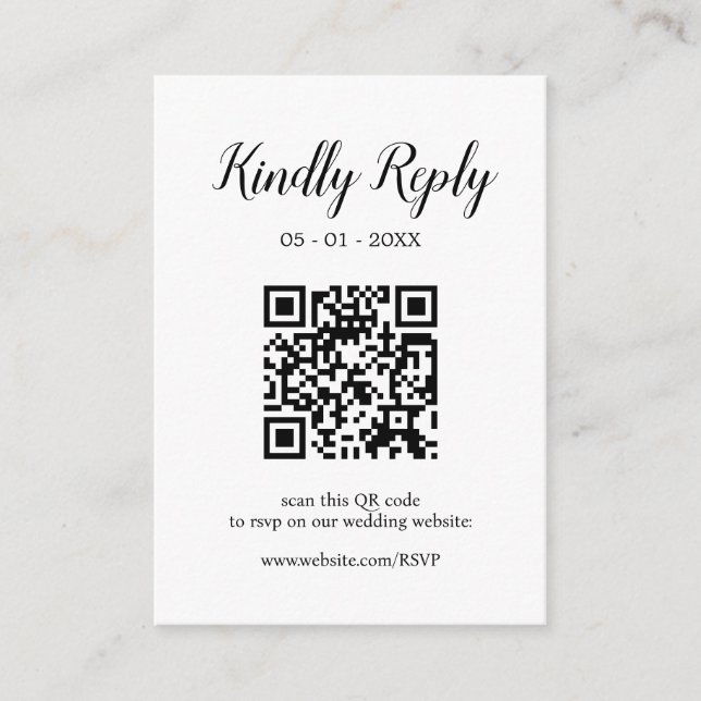 Carte D'accompagnement Calligraphie de mariage moderne Code QR modifiable (Devant)