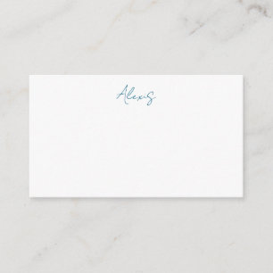 Carte D'accompagnement Calligraphie de nom Script Plain Simple Blanc Bleu