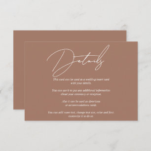 Carte D'accompagnement Calligraphie de script blanc moderne mocha mariage